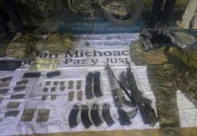 Ejército y Guardia Civil localizan presunto campamento delictivo en Uruapan; aseguran armas y equipo táctico