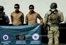 Detienen a dos presuntos integrantes del CJNG con armas y droga en Apatzingán